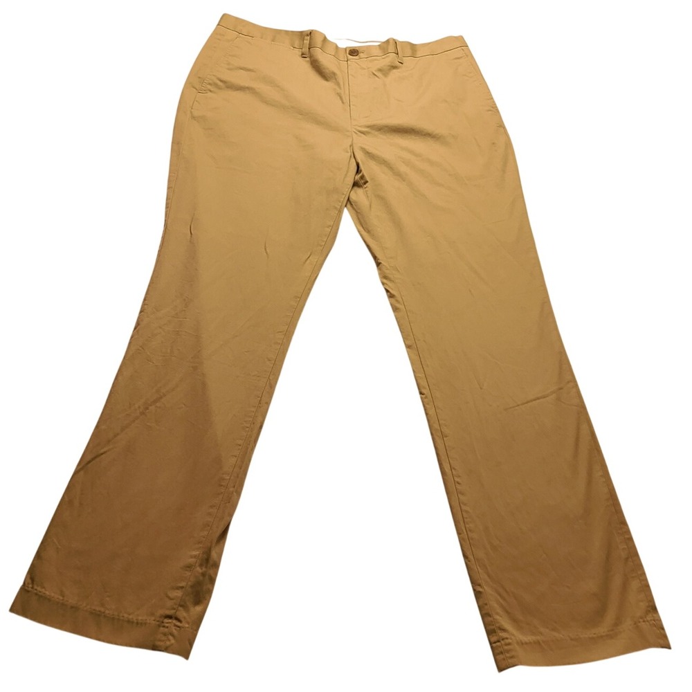 Claiborne Men's Khaki Chino Pants 36x34 Tan Cotton Stretch Flat Front Trousers
